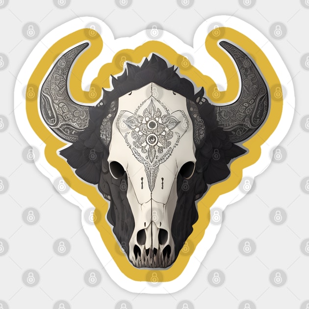 Magical cow skull Sticker by Spaceboyishere